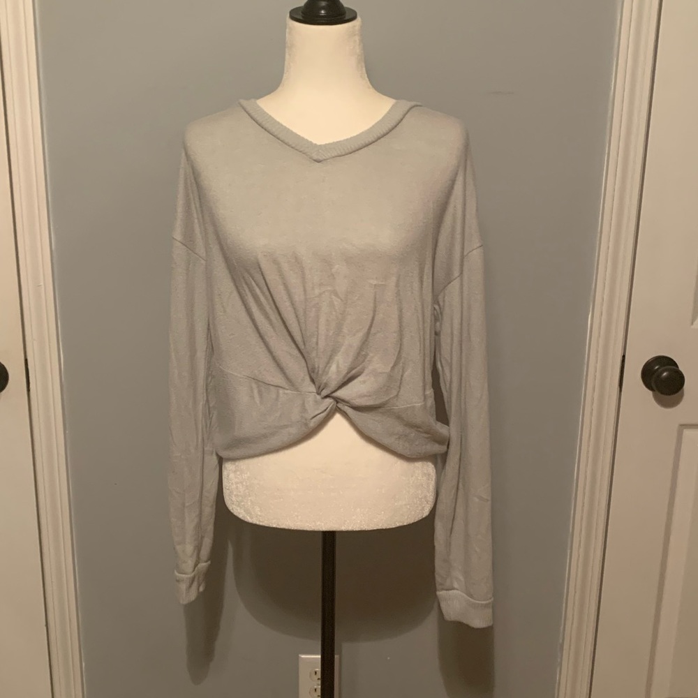 Cropped tied in front long sleeve